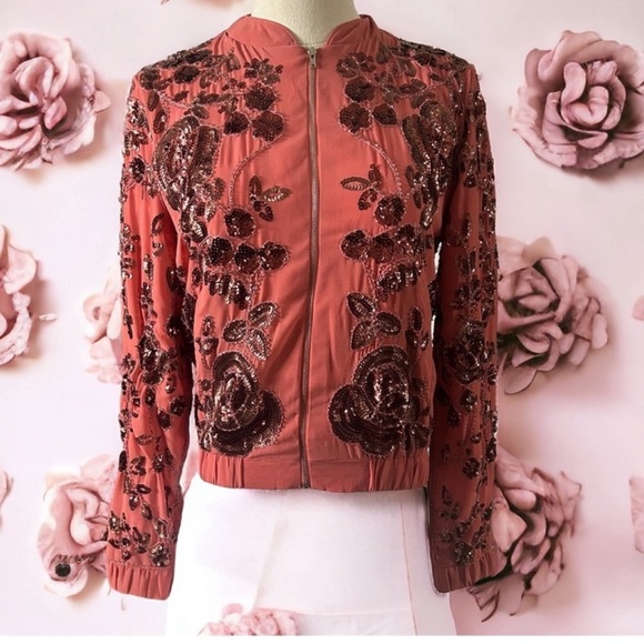 NWOT VERY COOL Endless Rose sequin Rose Bomber Jacket. - Picture 7 of 11